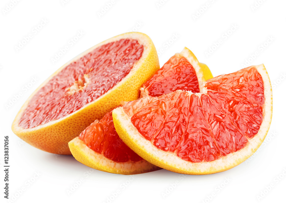 Half grapefruit and slices Half grapefruit and slices