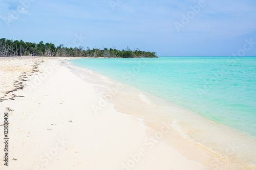 Secluded white sand beach in Cayo Levisa Island in Cuba photo