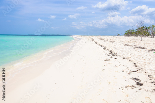 Secluded white sand beach in Cayo Levisa Island in Cuba