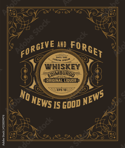 Old western label with vintage ornaments