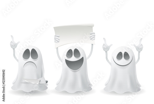 Set of funny halloween ghosts.