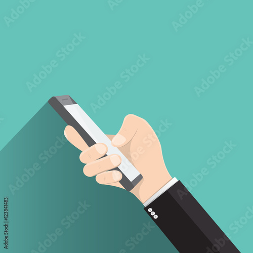 Businessman is holding smart phone -vector illustration