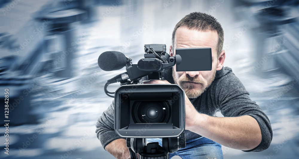 Video operator records the video. Video operator records the video.