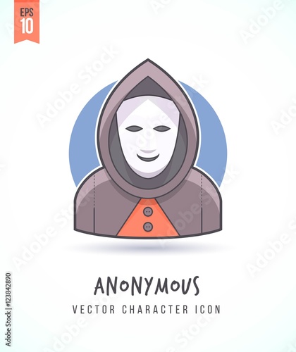 Masked anonymous man disguised hacker guy in a hood illustration People lifestyle and occupation Colorful and stylish flat vector character icon