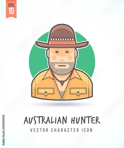 Australian hunter safari illustration People lifestyle and occupation Colorful and stylish flat vector character icon