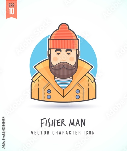 Fisherman illustration People lifestyle and occupation Colorful and stylish flat vector character icon photo