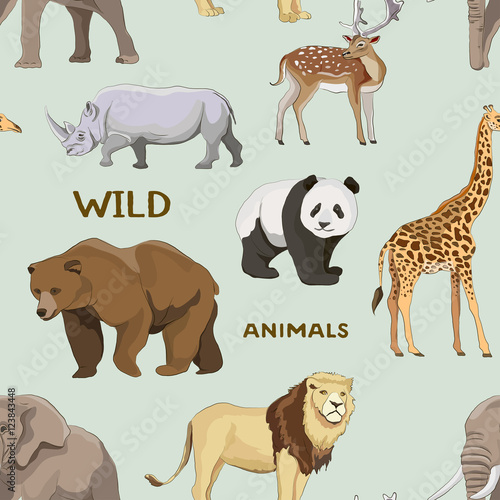 Wild animals set pattern
