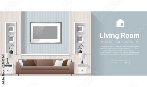 Interior design Modern living room background , vector, illustration