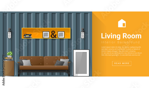 Interior design Modern living room background , vector, illustration