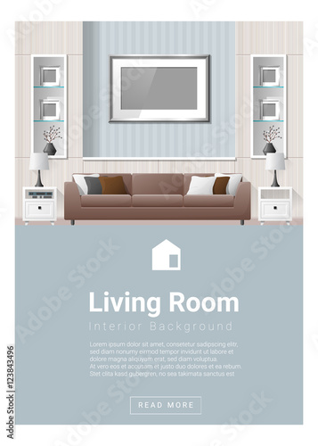 Interior design Modern living room banner , vector, illustration