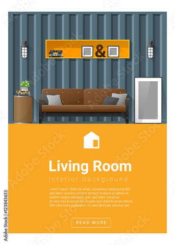 Interior design Modern living room banner , vector, illustration