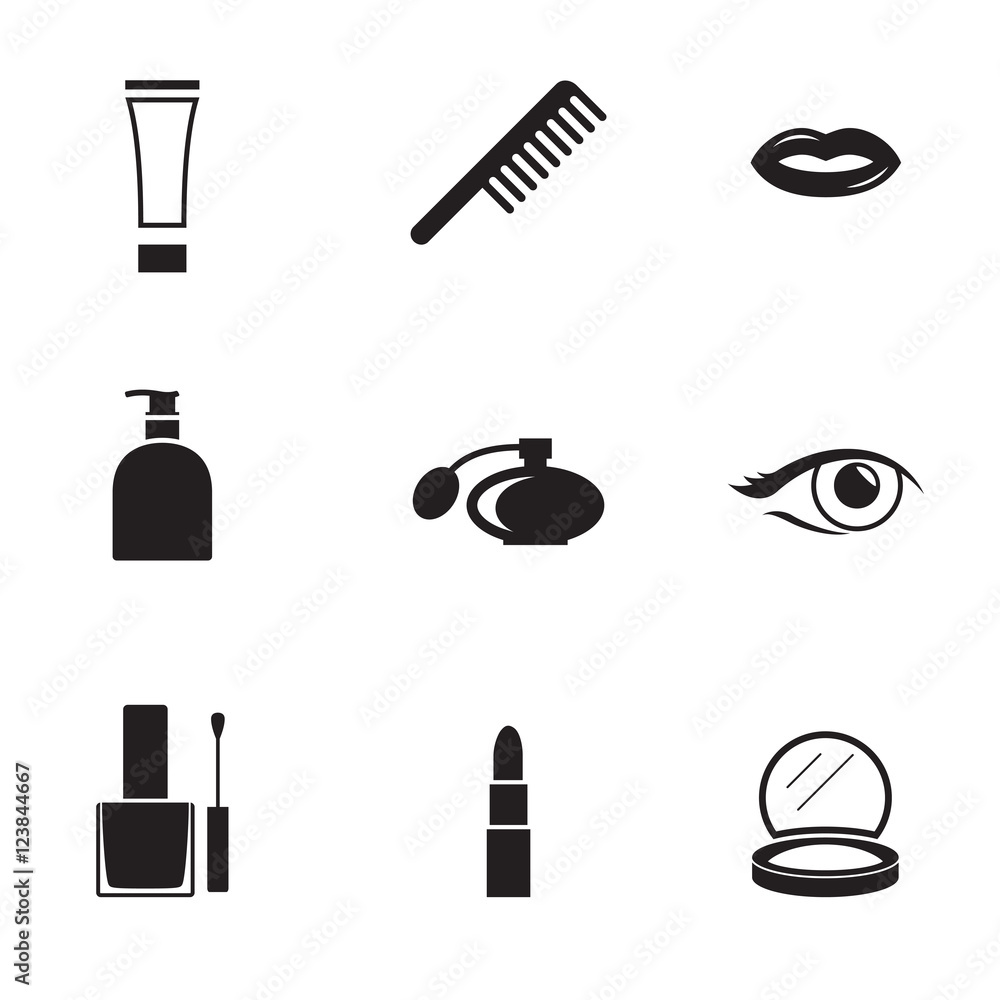 Black cosmetics icons Black cosmetics icons