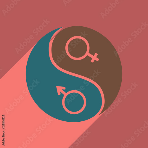 Flat with shadow icon and mobile application equality of the sexes