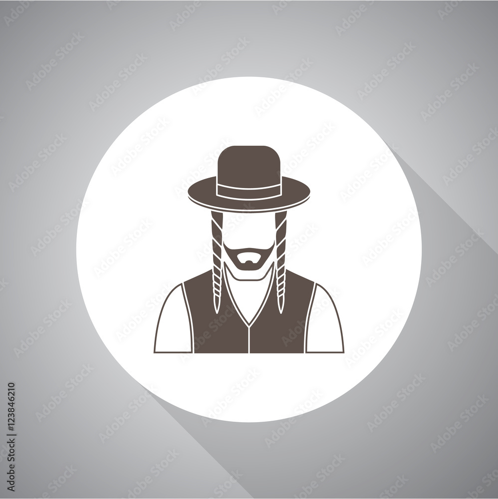 Jew vector character. Vector illustration. Religion icon. Silhouette. Flat style.