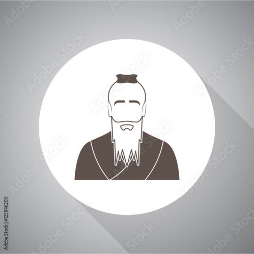 Confucius Vector illustration. Religion icon. Silhouette. Flat style.