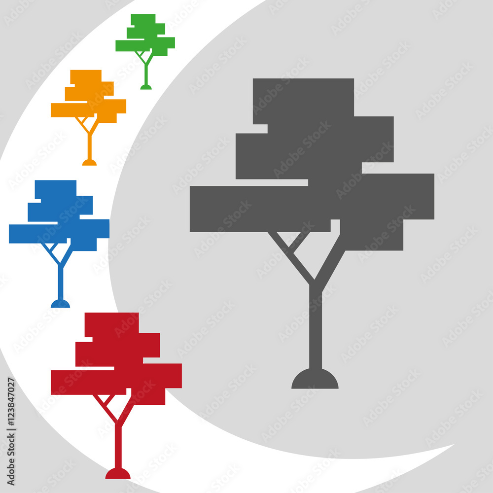 Obraz premium tree. Vector image tree. Silhouette tree. Flat icon tree. Illustration tree.