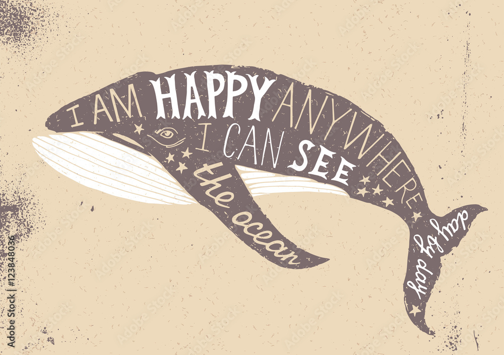 Obraz premium Typographical poster with whale