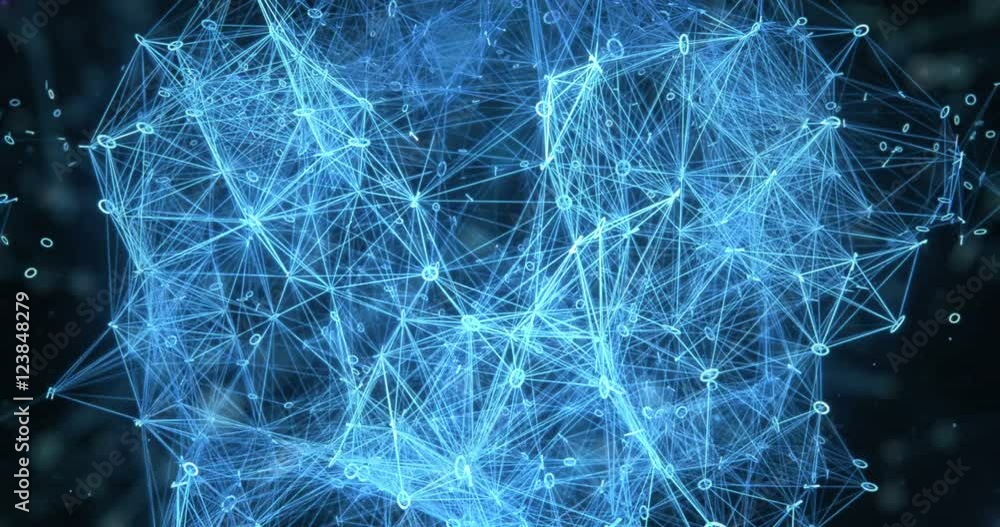 Pulsating Digital Binary Data Networks Abstract Motion Background 4k