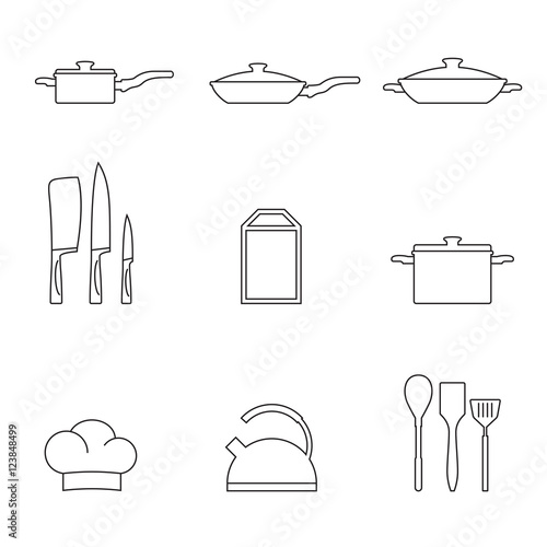 Restaurant kitchen and cooking icons