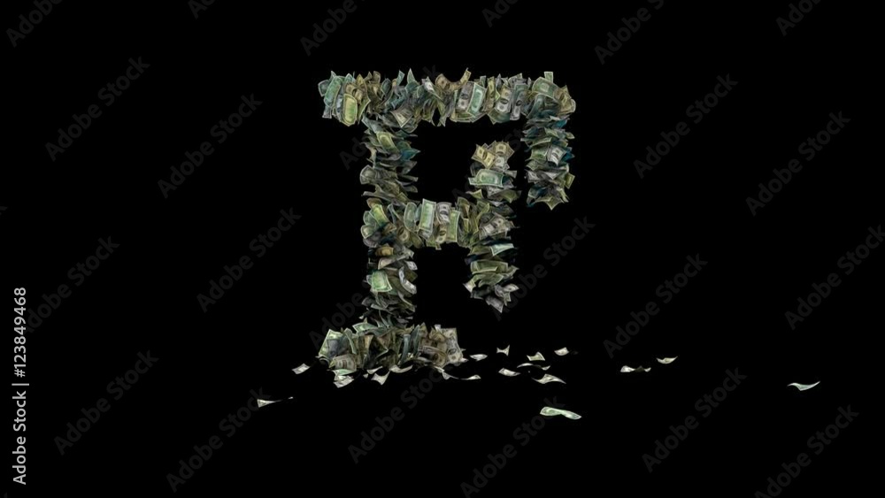 3d rendered animation of the letter F made out of 1, 5, 20, 50 and 100 dollar bills. Intro / idle / out 3d rendered animation of the letter F made out of 1, 5, 20, 50 and 100 dollar bills. Intro / idle / out