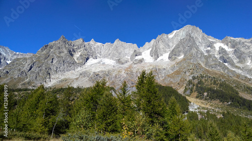 Landscape from Val Ferret, in the Mt.Blanc massif, Summit of Gra