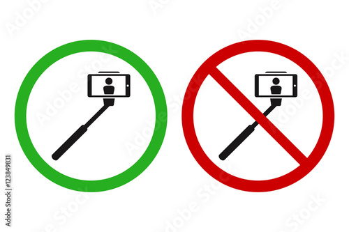 Selfie stick allowed and forbidden signs