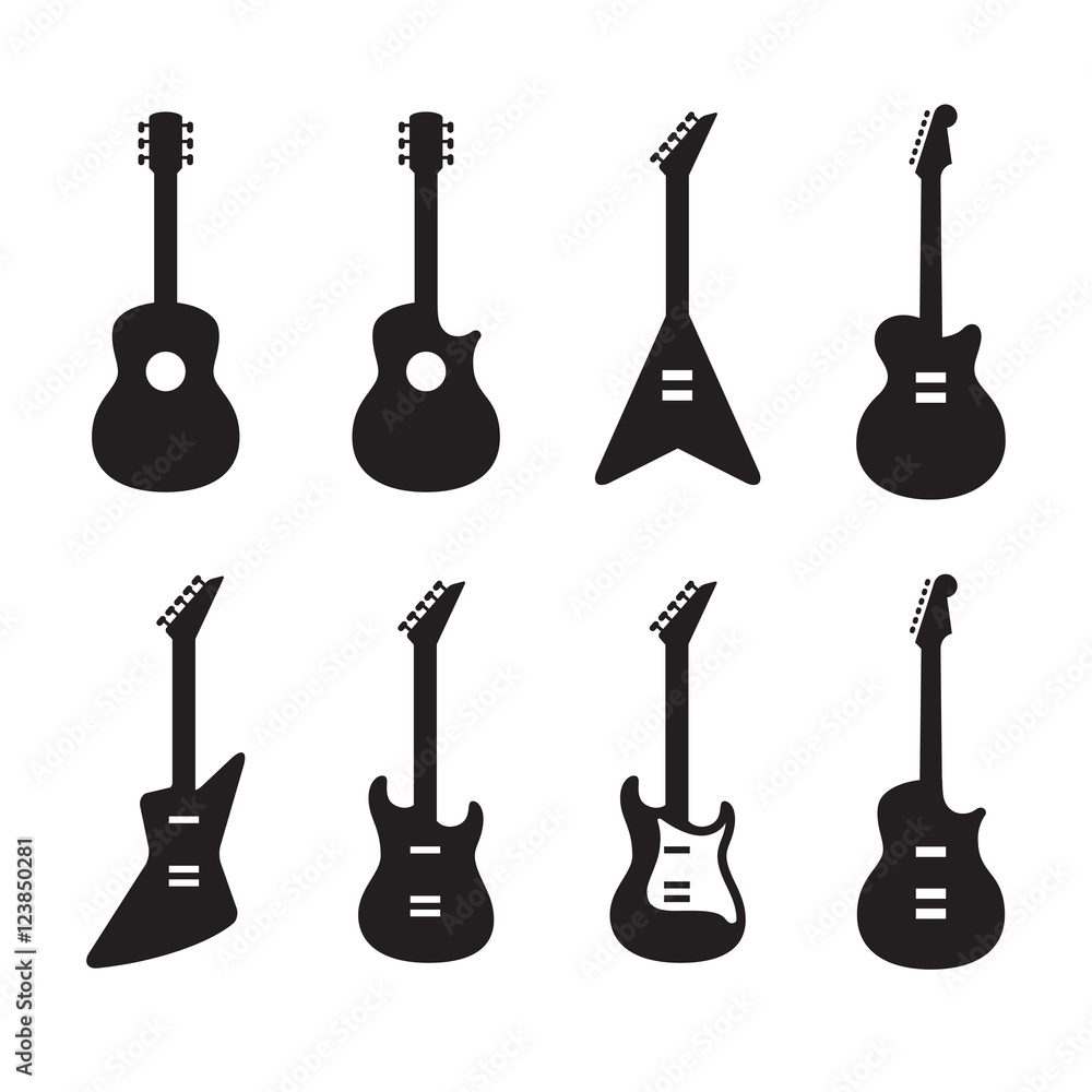 Naklejka premium Guitar Silhouettes Icons