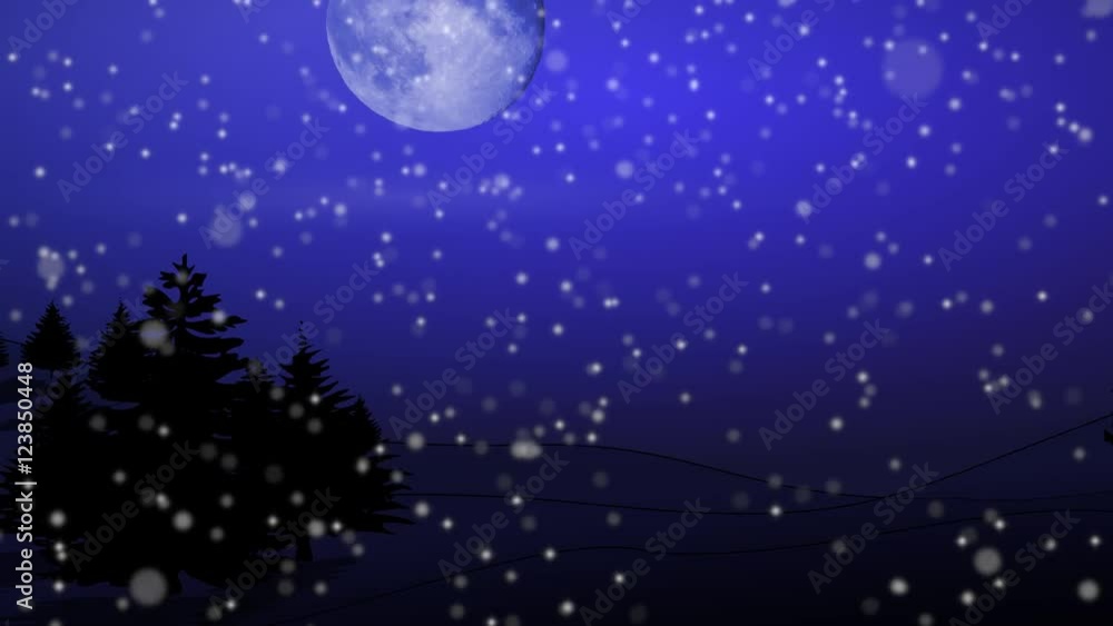 Blue christmas moon, zoom out, 3D rendering, UHD Blue christmas moon, zoom out, 3D rendering, UHD