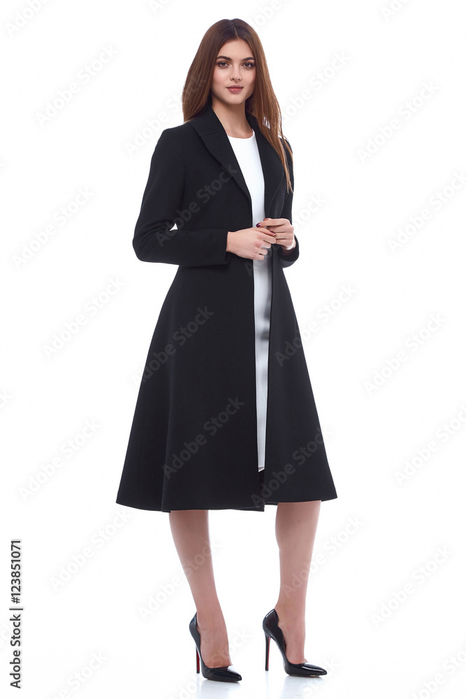 Sexy beautiful woman dark brunette hair wear clothes trend Sexy beautiful woman dark brunette hair wear clothes trend