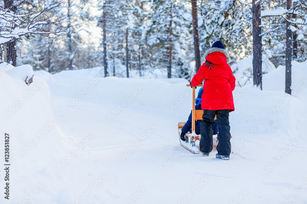 Kids outdoors on winter