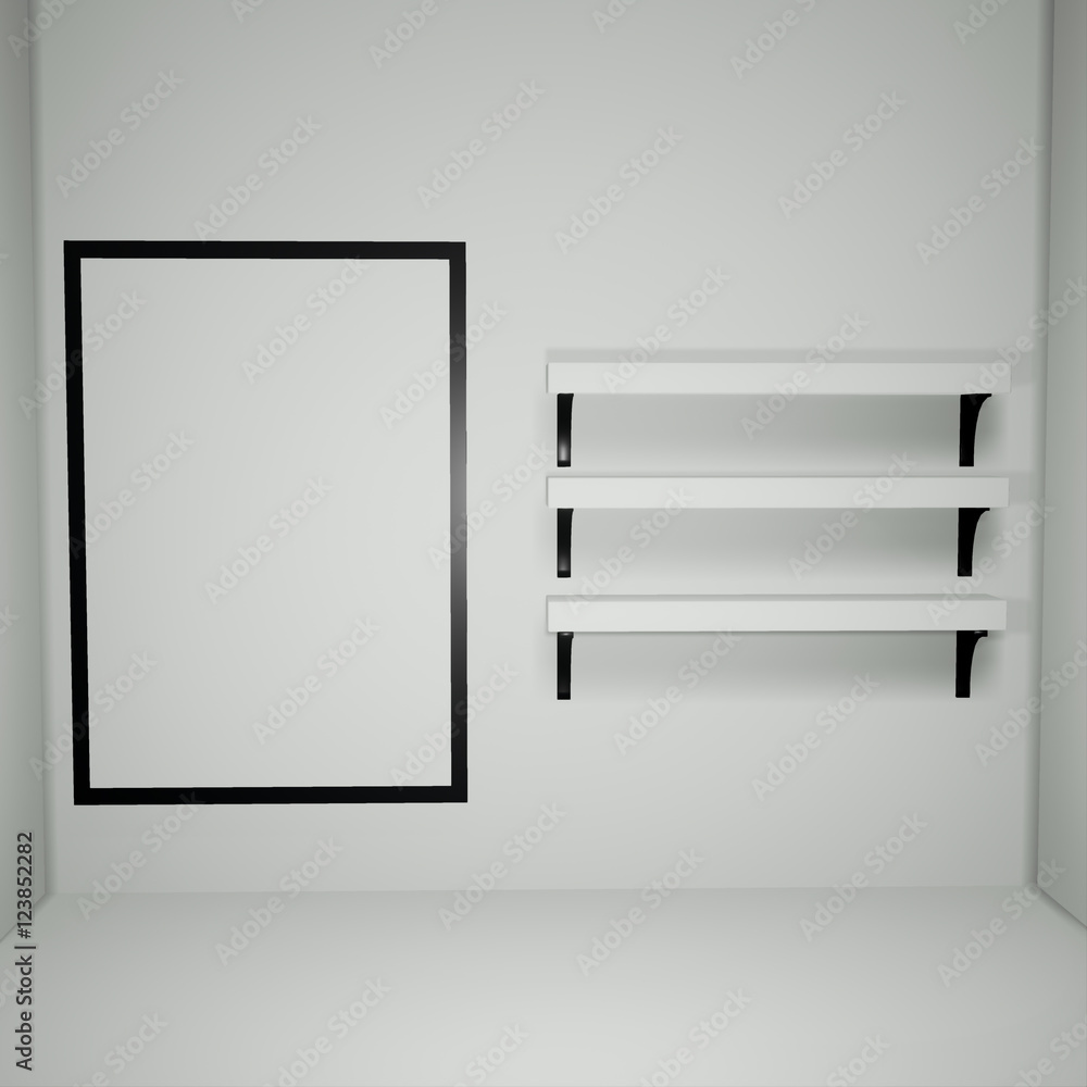 Lit interior mockup 3d illustration Lit interior mockup 3d illustration