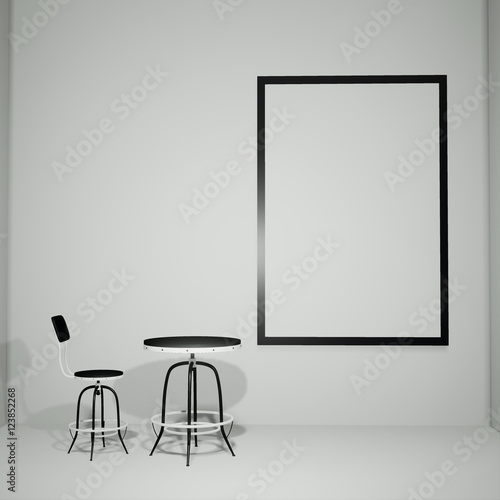 Fototapeta Naklejka Na Ścianę i Meble -  Lit interior mockup 3d illustration