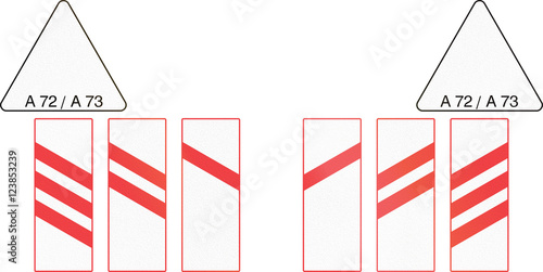 Obraz na plátně Warning road signs used in Denmark at a level crossing