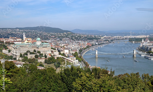 View from Gellert Hill of Buda Castle and Danube River