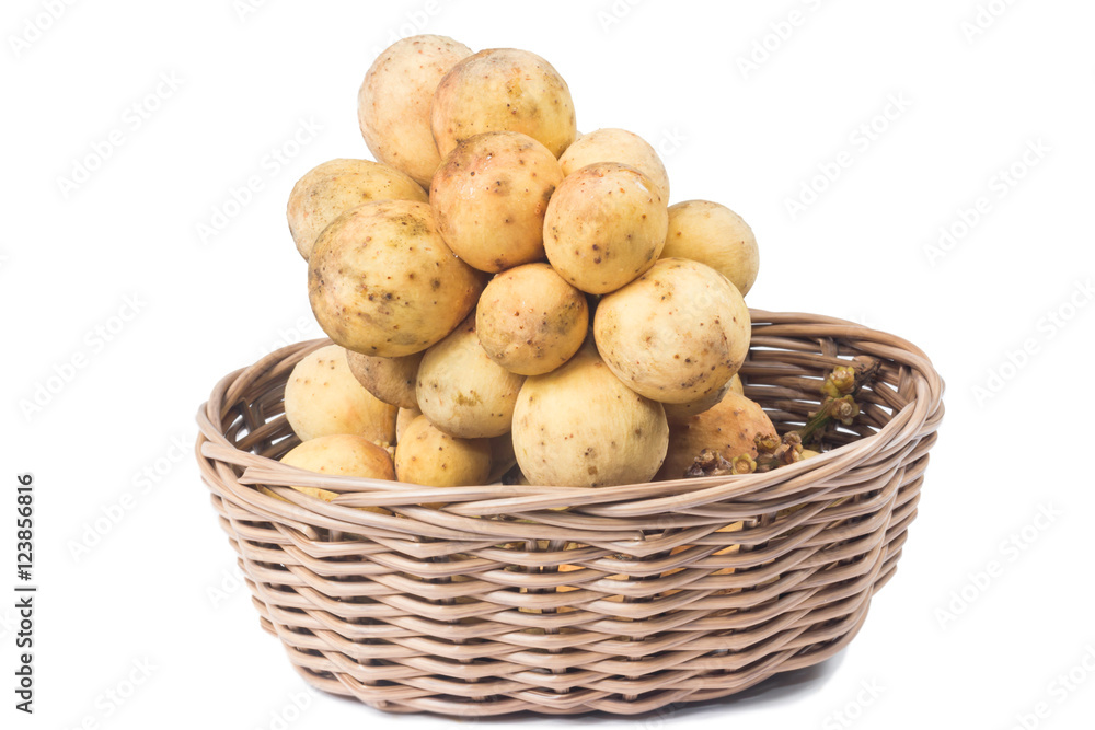 Southern Langsat fruits (Lansium domesticum) in basket isolate on white
Southern Langsat fruits (Lansium domesticum) in basket isolate on white