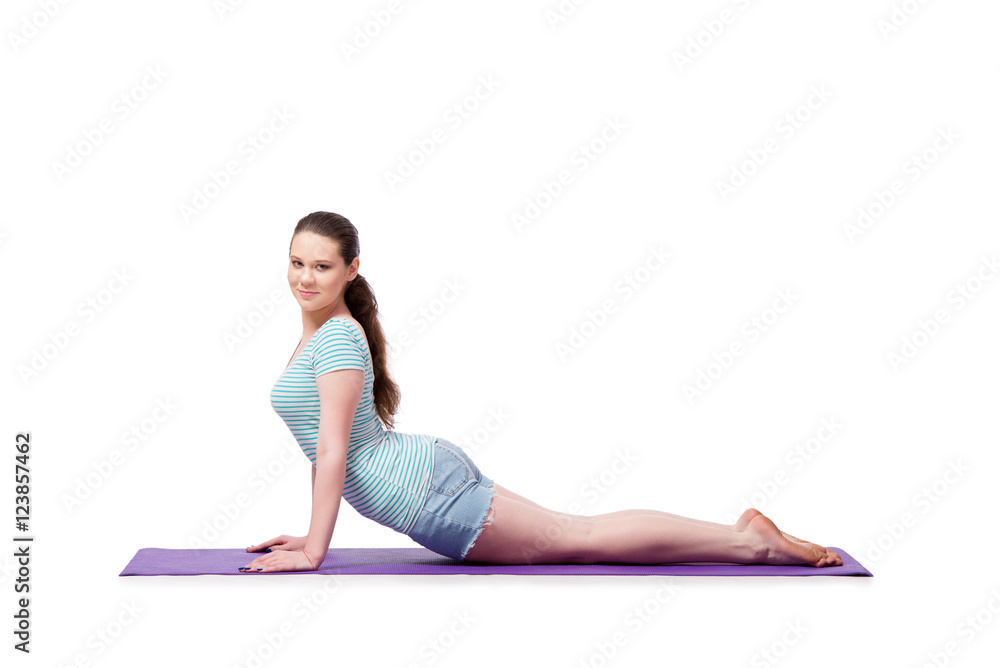 Young woman in sports concept isolated on the white Young woman in sports concept isolated on the white