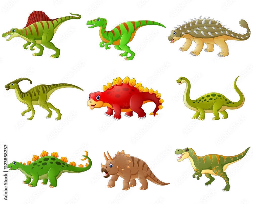 Fototapeta premium Set of cartoon dinosaurs collections