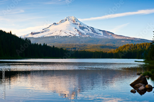 Trillium lake with mount hood reflection scene Oregon USA