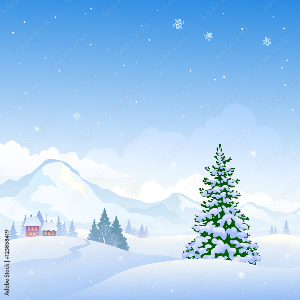 Naklejka premium Winter mountains background
