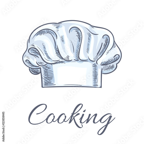 Chef hat or baker toque isolated sketch