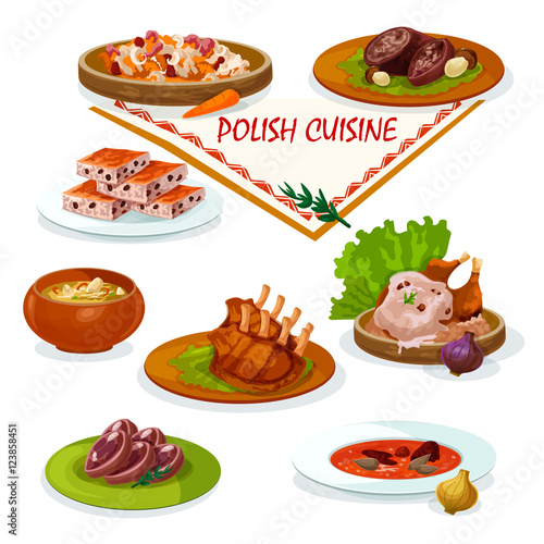 Polish cuisine savory dishes icon for menu design