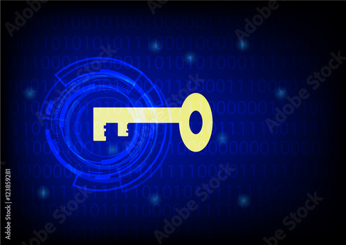 Key with glowing digital one zero background - best for Computer