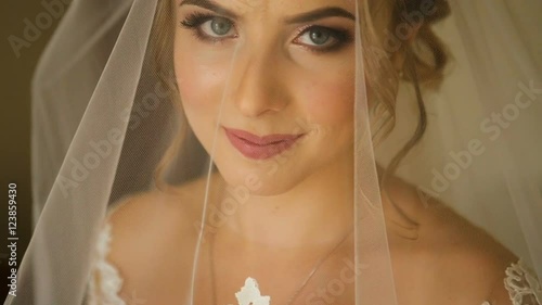 Portrait of a bride in wedding dress.