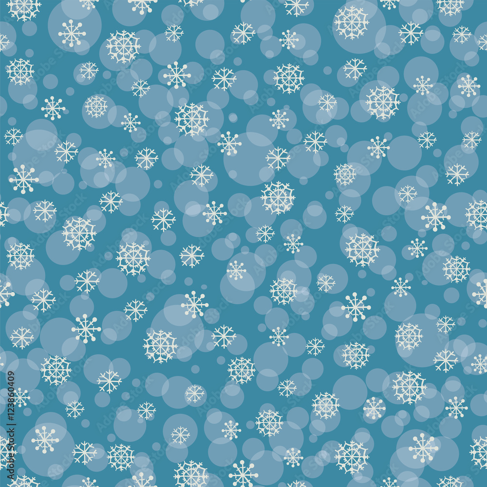Christmas and New Year seamless pattern with snowflakes.