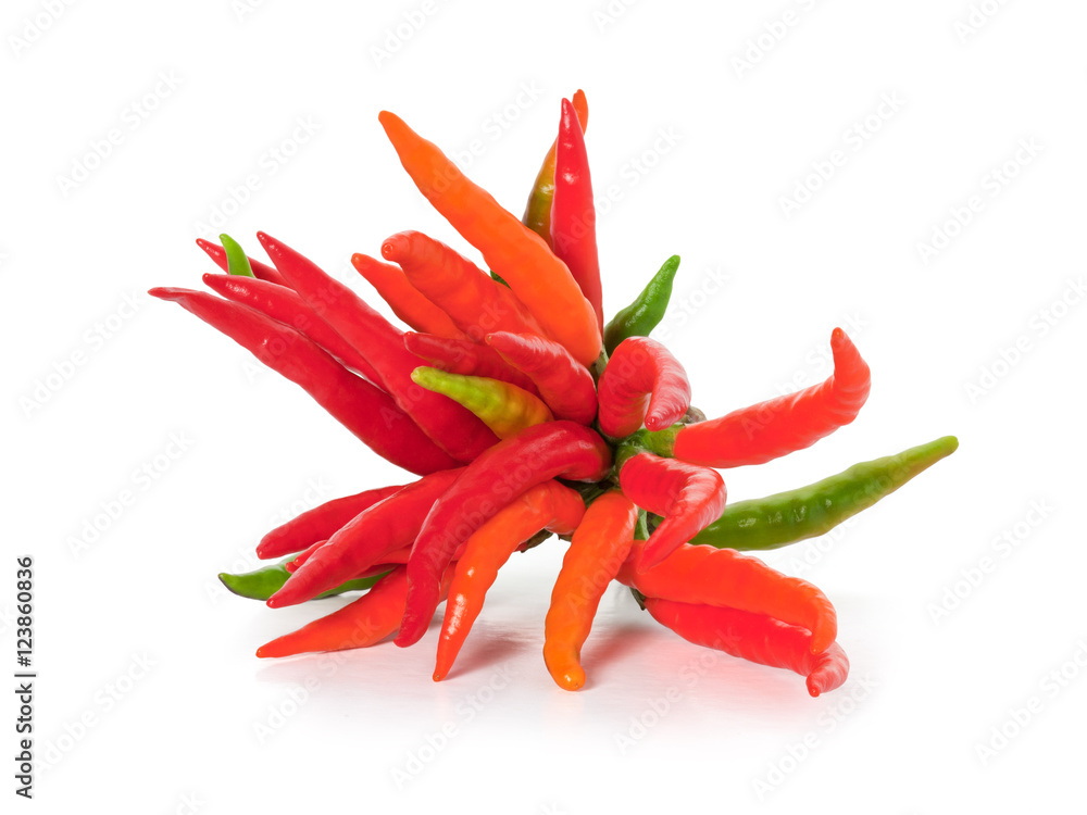 beam of red hot pepper on white beam of red hot pepper on white