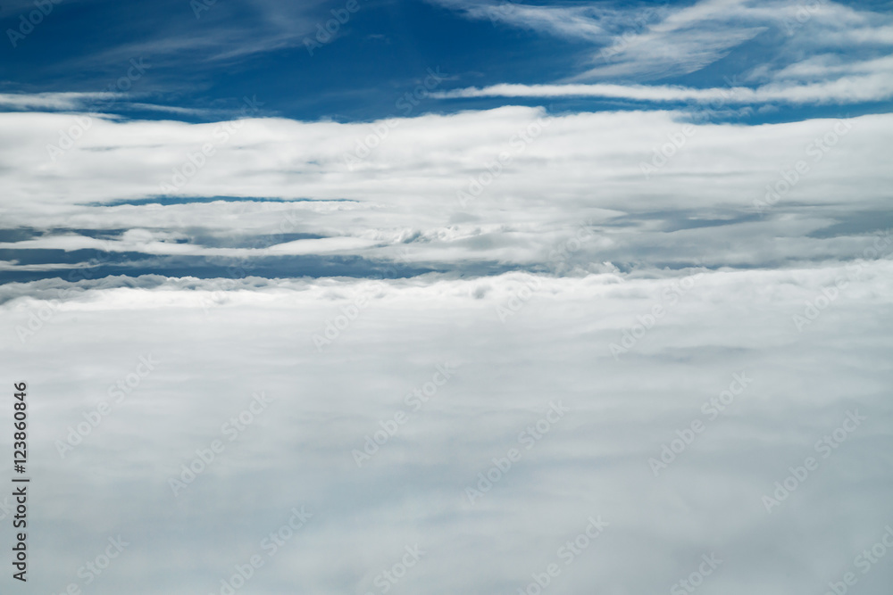 Obraz premium White clouds, view from above airplane