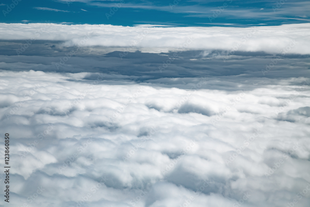 White clouds, view from above airplane