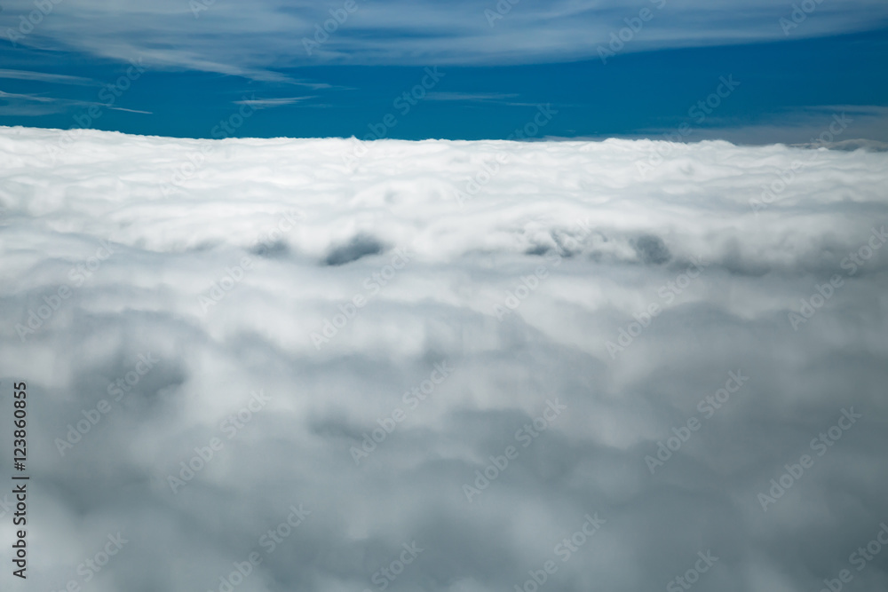 White clouds, view from above airplane White clouds, view from above airplane