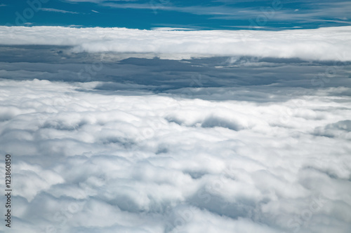 White clouds, view from above airplane