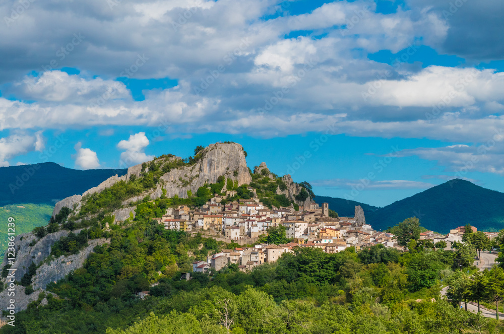 Pennadomo (Italy) - A small town on the rock, in Abruzzo region, Val di Sangro, beside Lake of Bomba